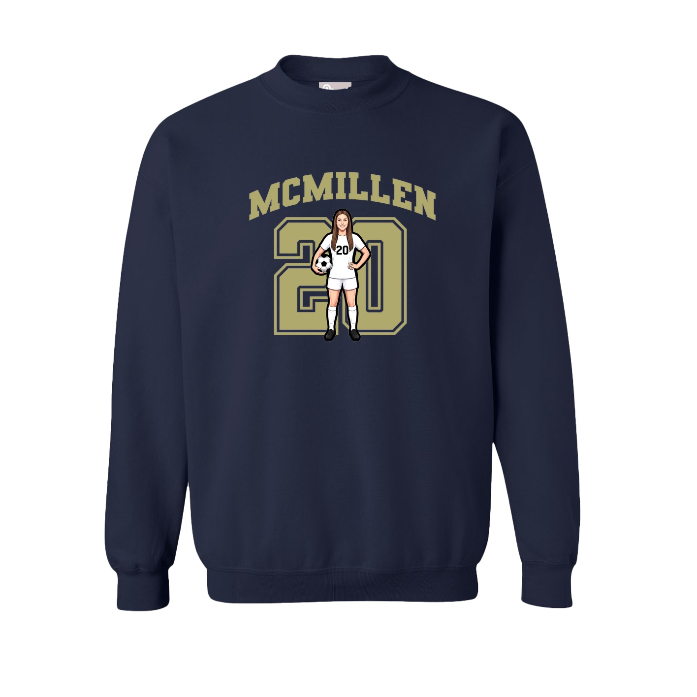 Fleece Crew — Number in Navy