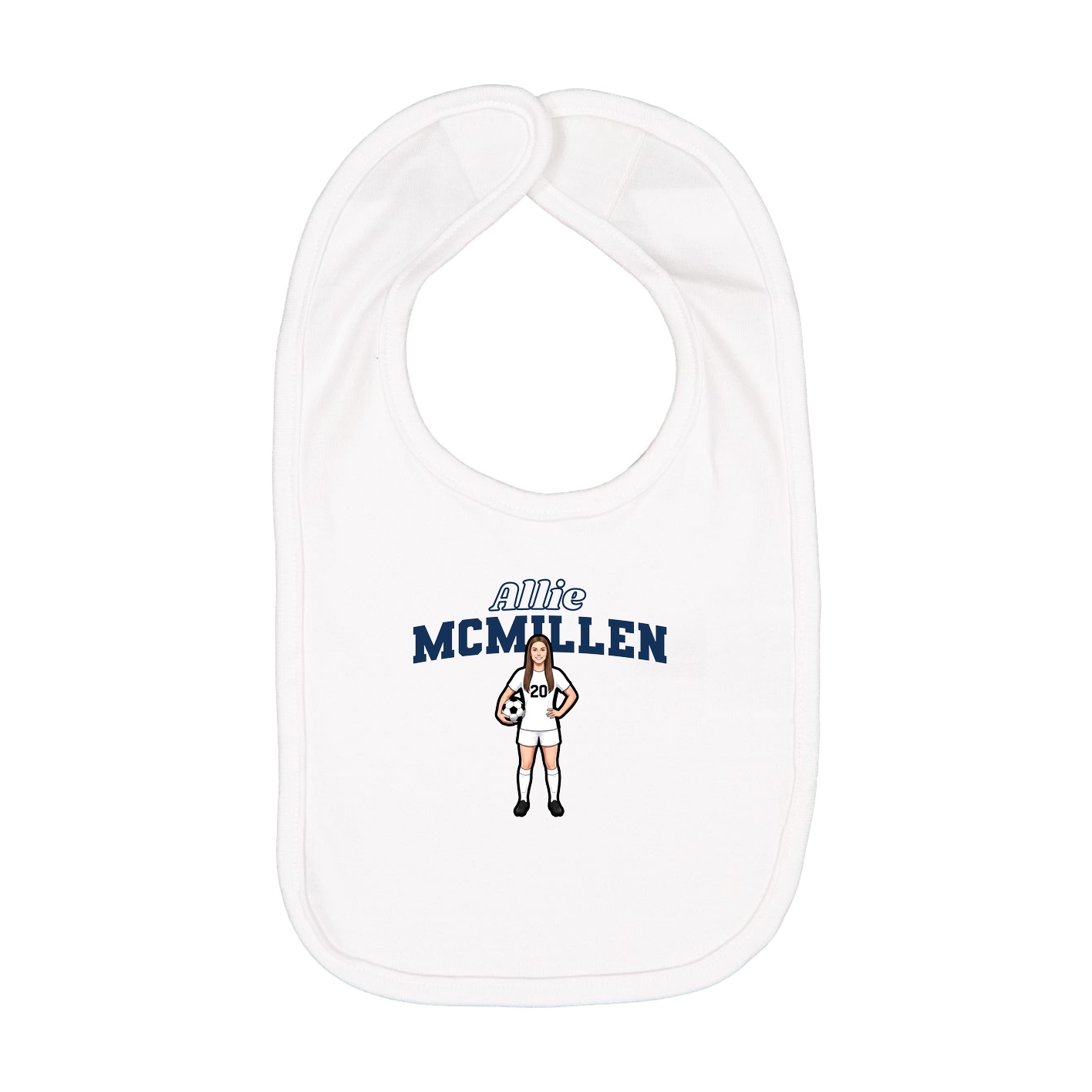 Infant Bib — Name Arch in White