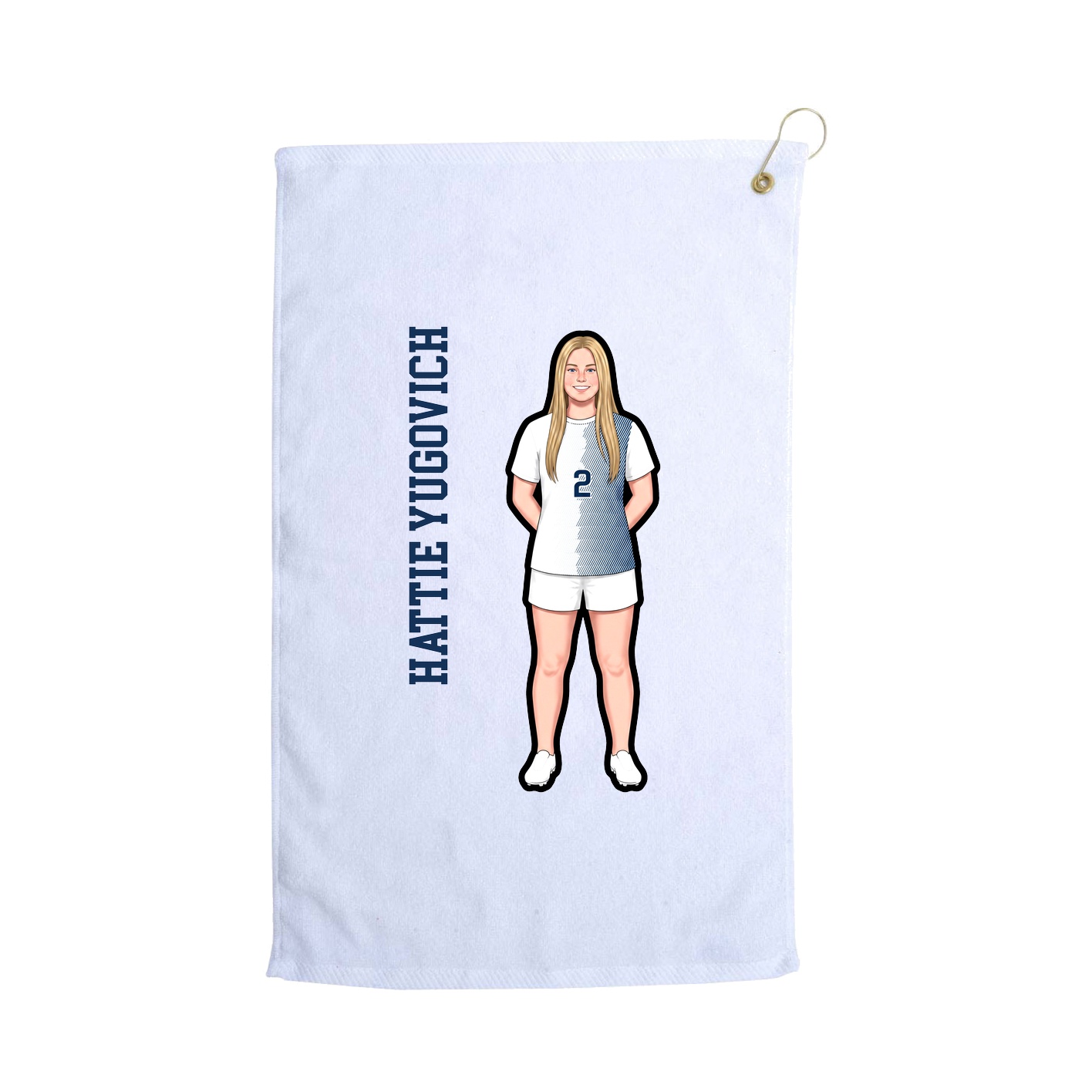 Golf Towel — Name Vertical in White