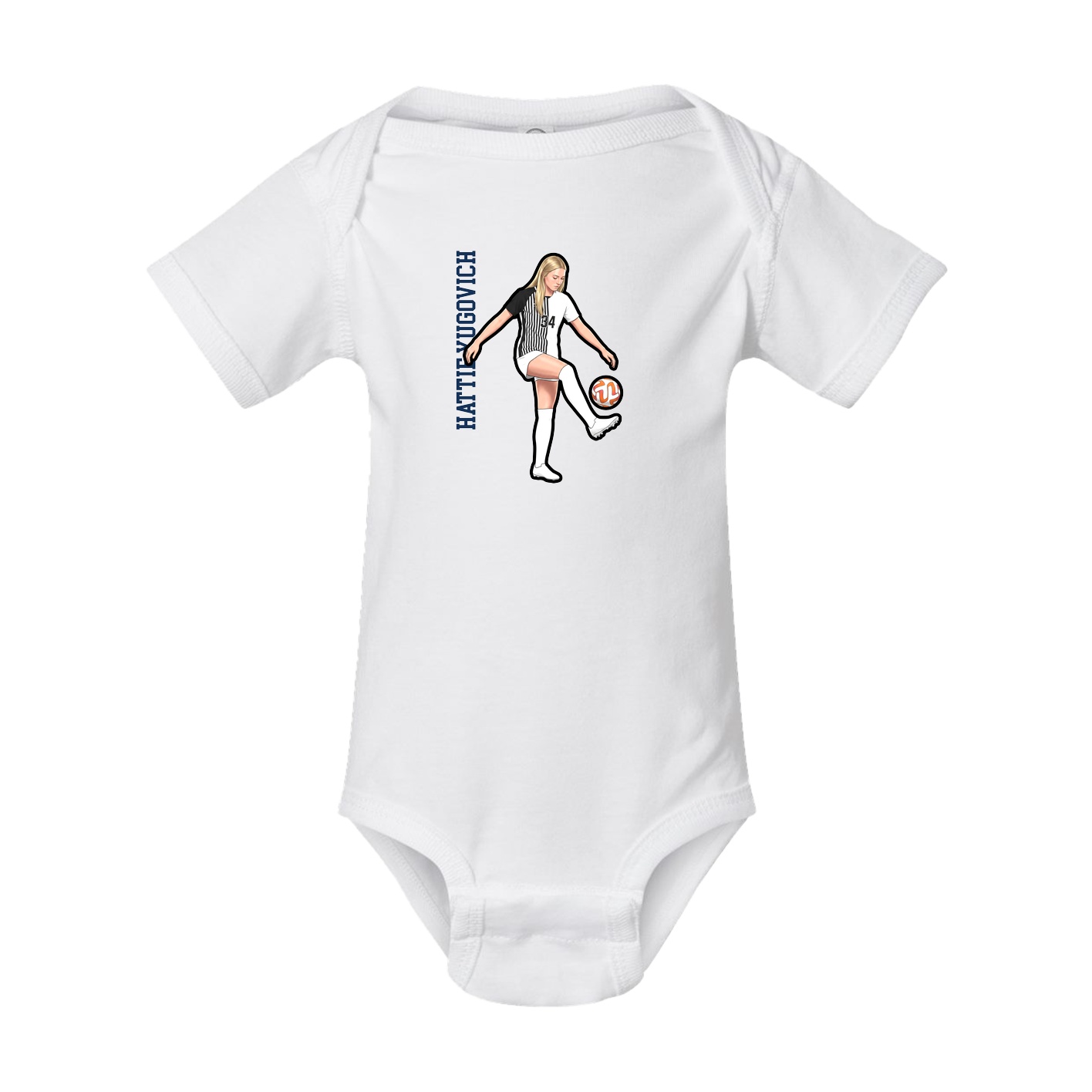 Baby Onesie — Name Vertical in White