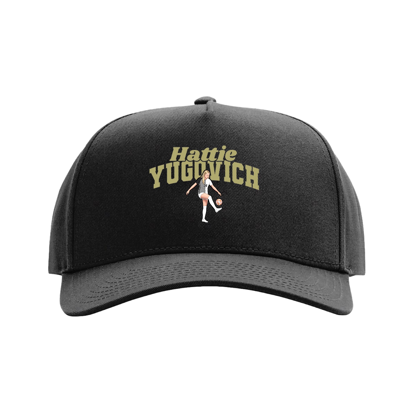 Full Fabric Five-Panel Champ Cap — Signature Arch in Black