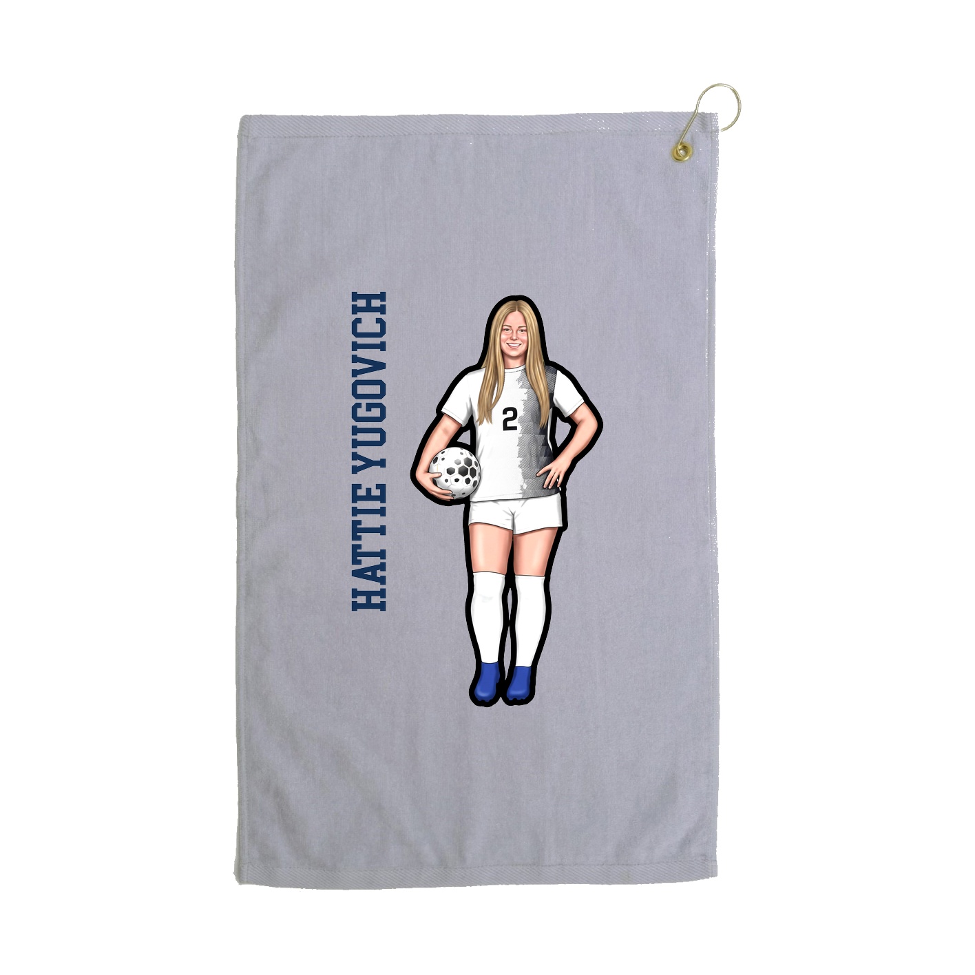 Golf Towel — Name Vertical in Grey