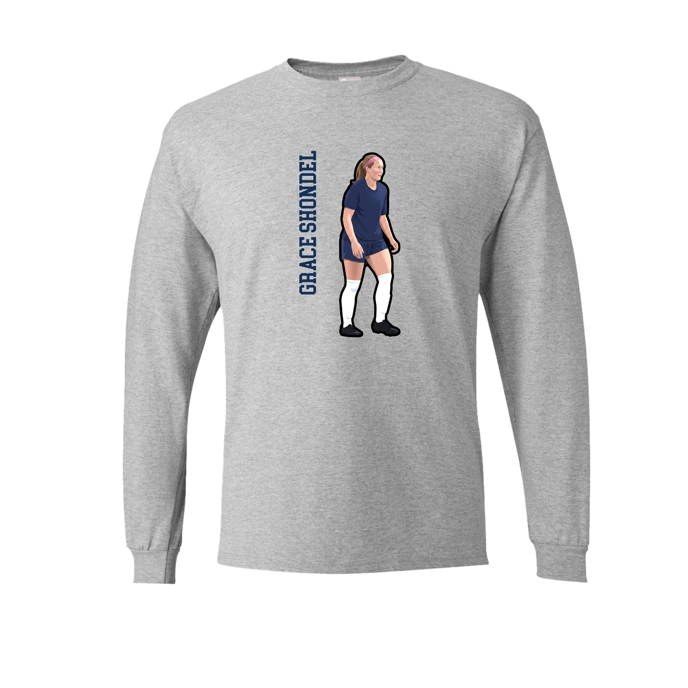 Long Sleeve Tee — Name Vertical in Grey