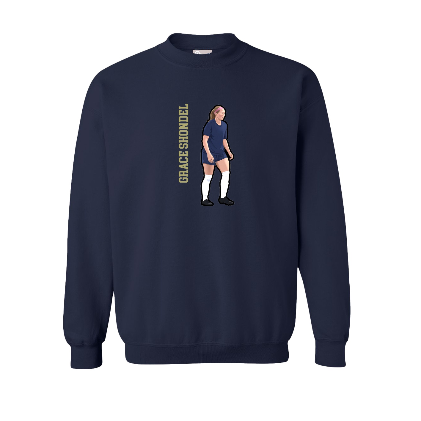 Fleece Crew — Name Vertical in Navy