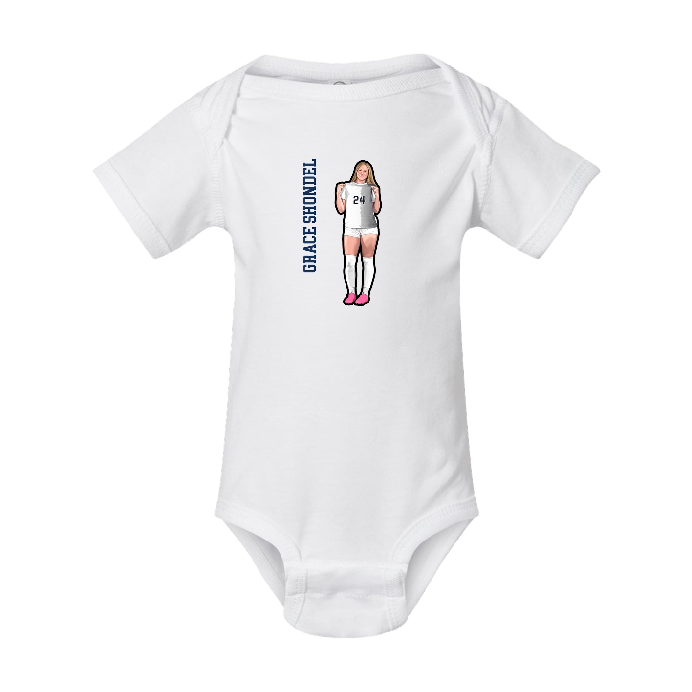 Baby Onesie — Name Vertical in White