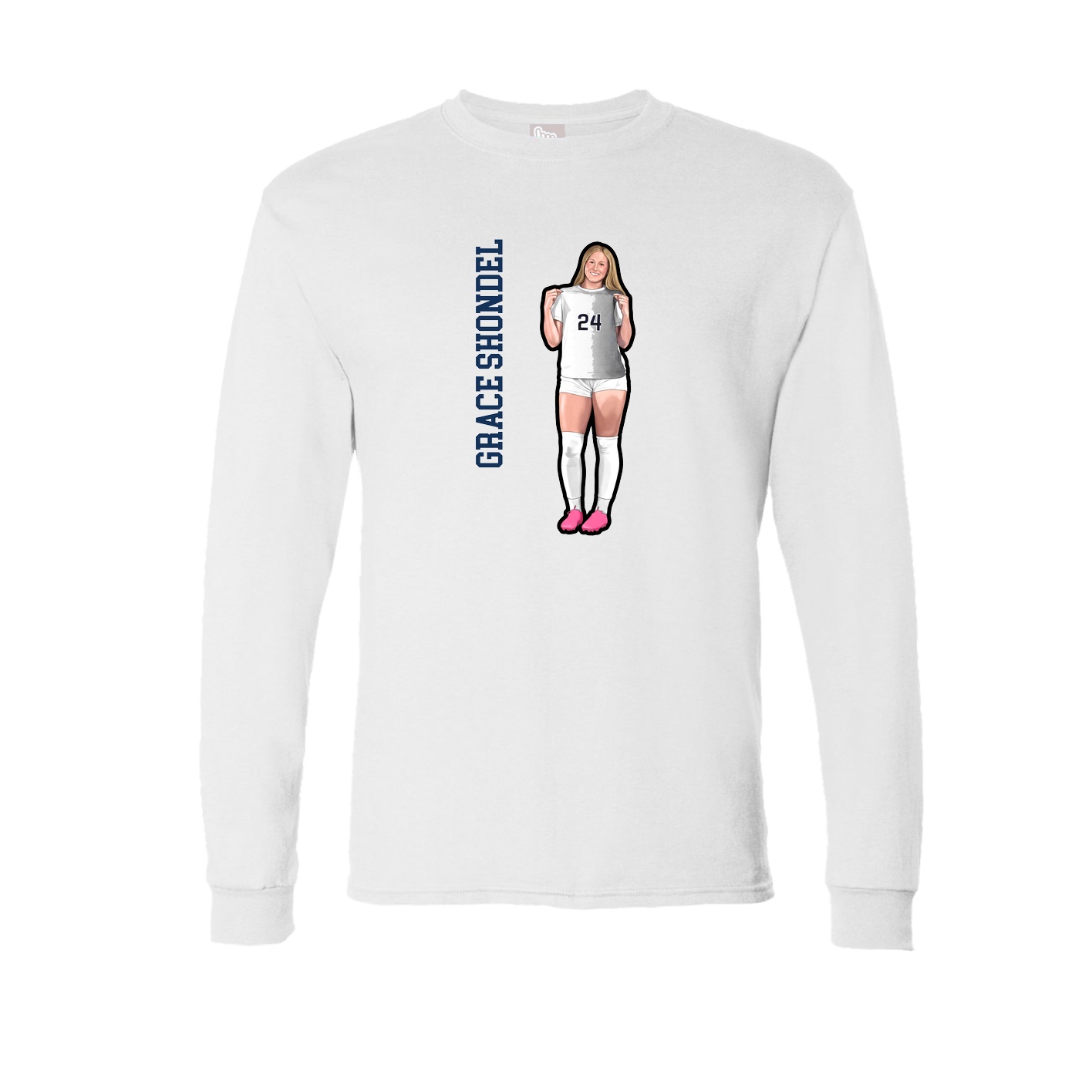 Long Sleeve Tee — Name Vertical in White