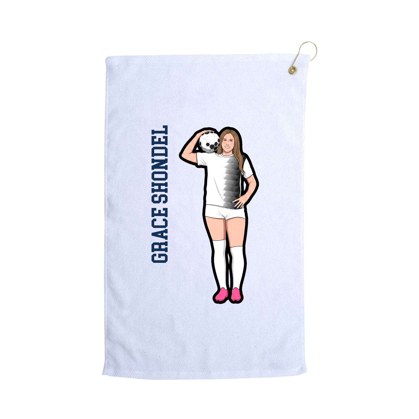 Golf Towel — Name Vertical in White