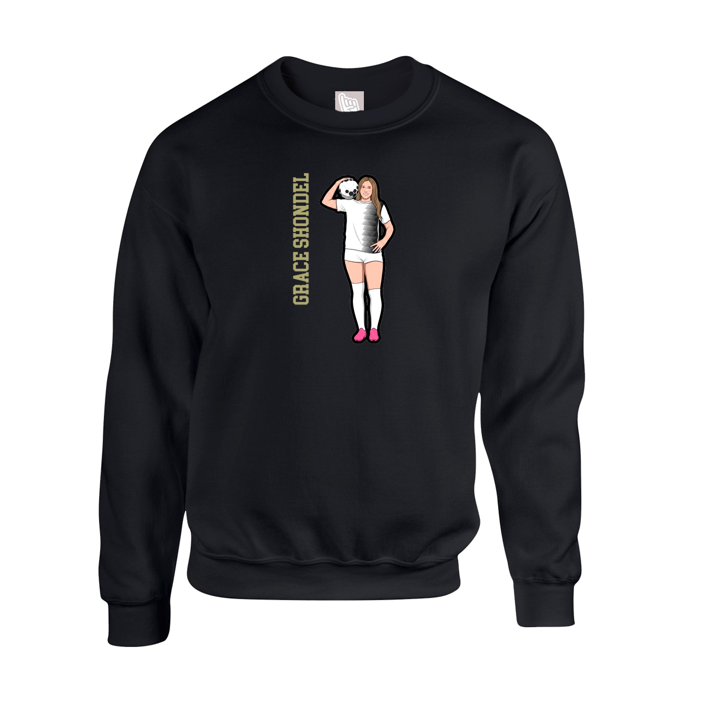 Fleece Crew — Name Vertical in Black