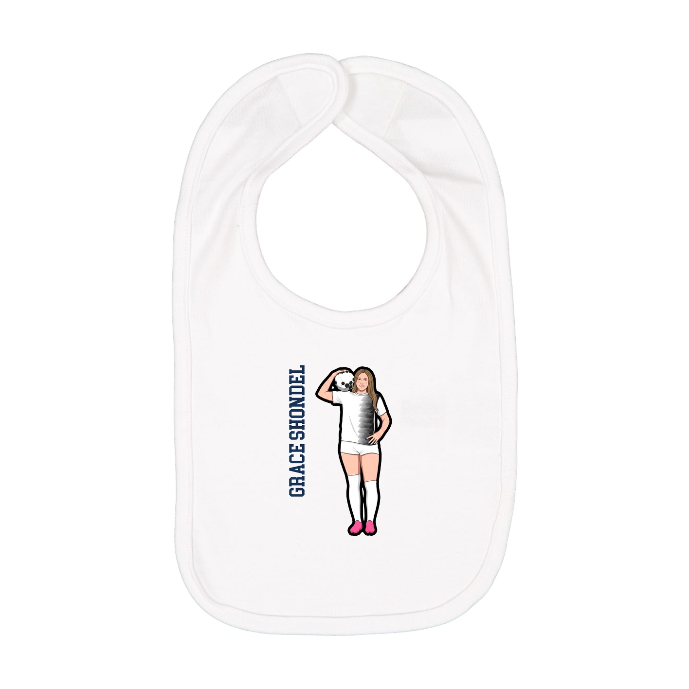 Infant Bib — Name Vertical in White