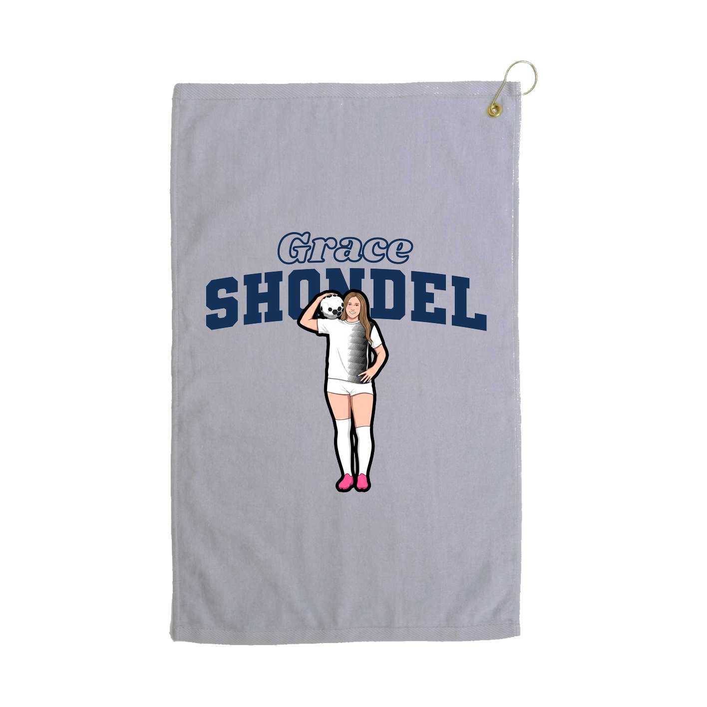 Golf Towel — Name Arch in Grey