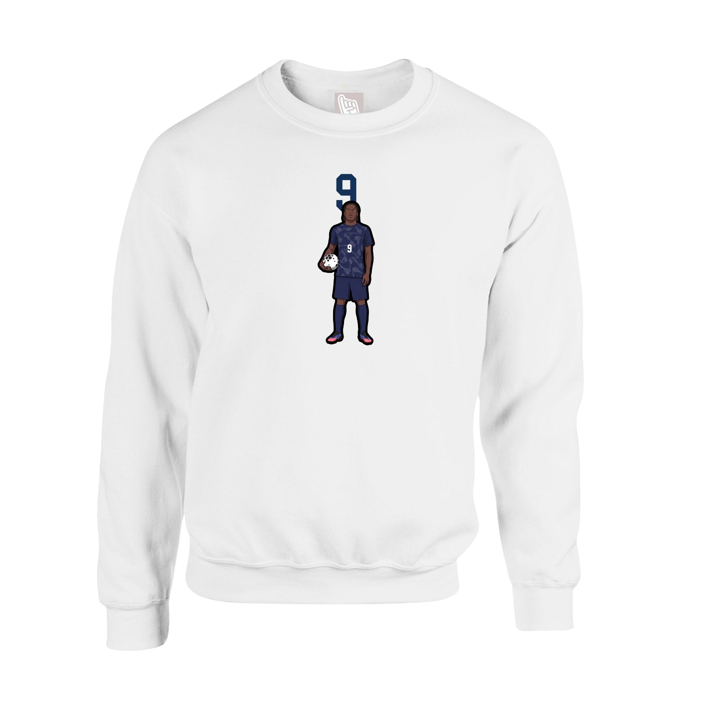 Fleece Crew — Number Top in White