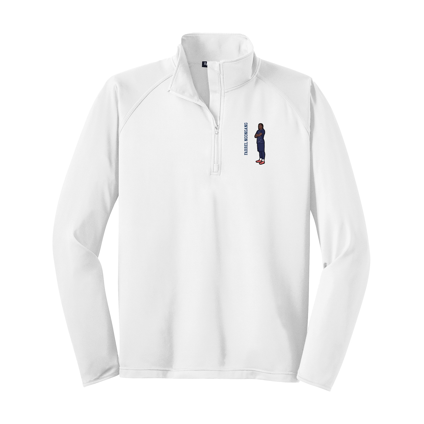 Q-Zip Pullover — Name Vertical in White