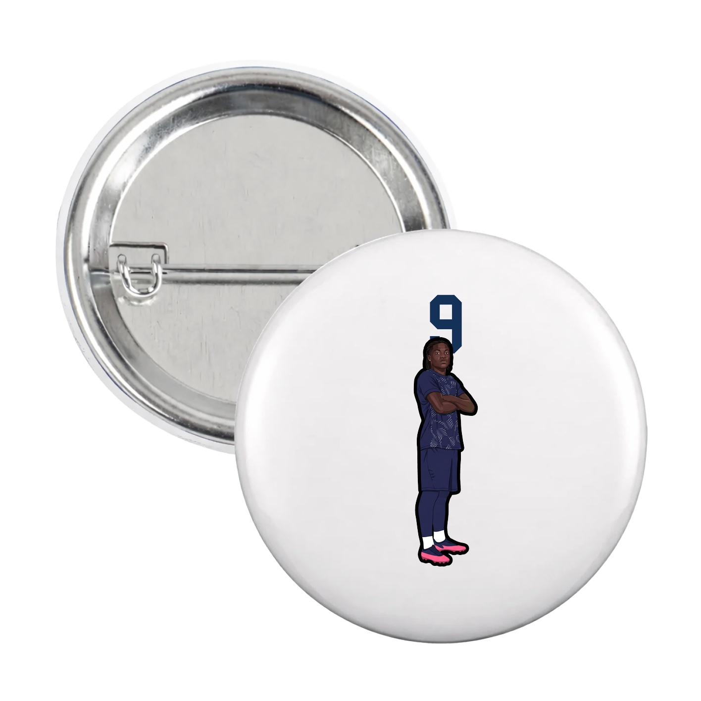 Game Day Button — Number Top in White