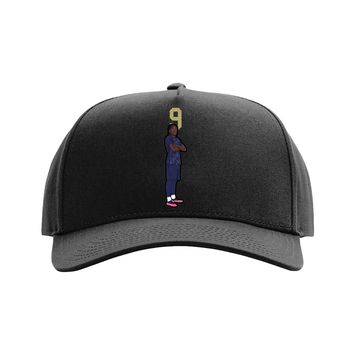 Full Fabric Five-Panel Champ Cap — Number Top in Black