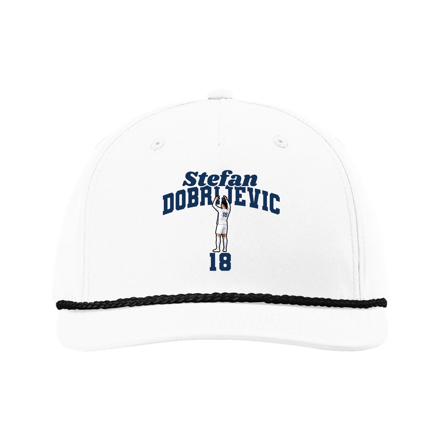 Five-Panel Classic Rope Cap — Signature Arch in White