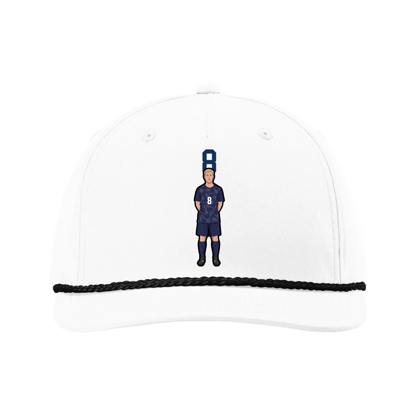 Five-Panel Classic Rope Cap — Number Top in White