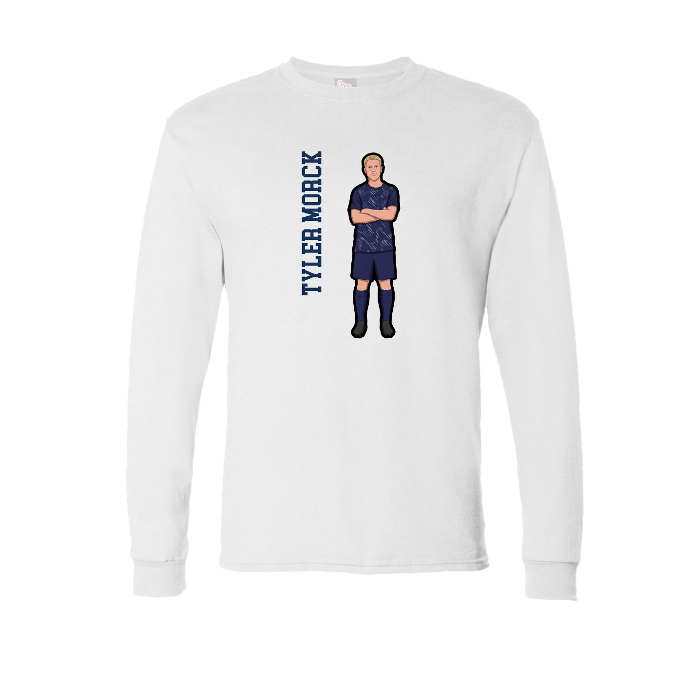 Long Sleeve Tee — Name Vertical in White