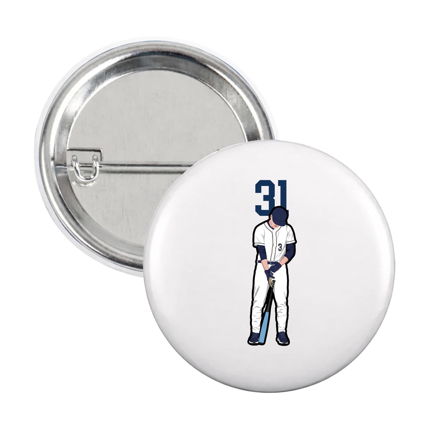 Game Day Button — Number Top in White