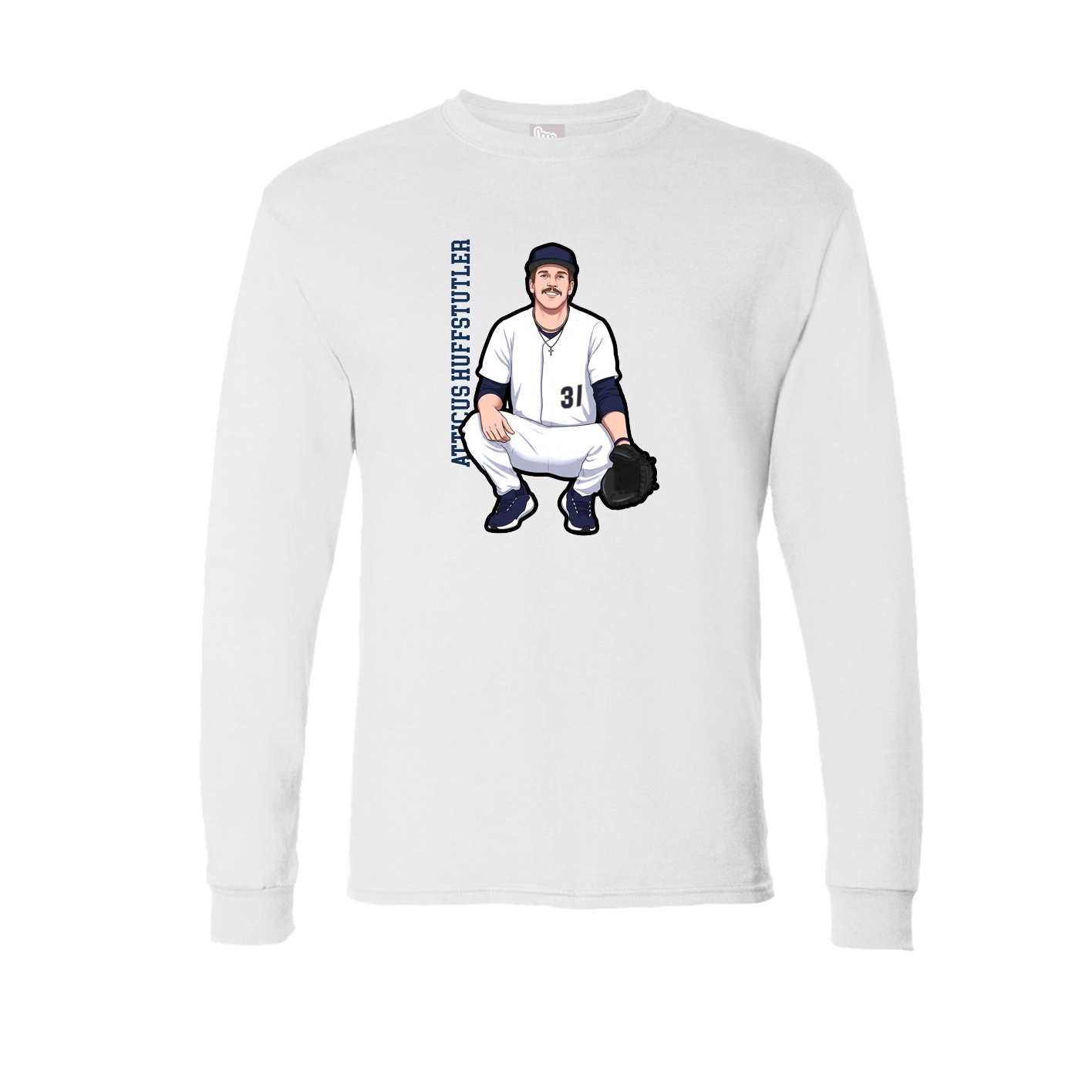 Long Sleeve Tee — Name Vertical in White