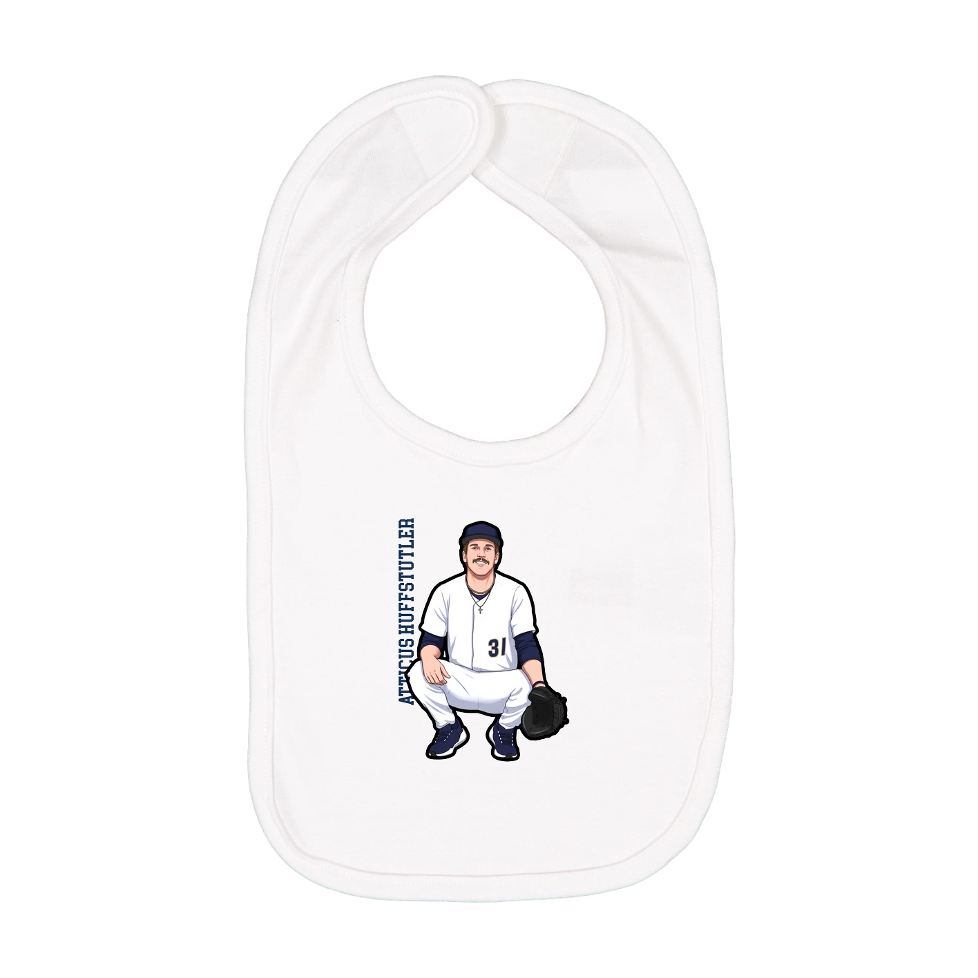 Infant Bib — Name Vertical in White