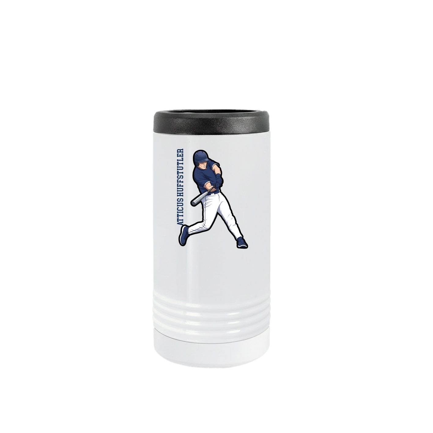 Slim Beverage Holder — Name Vertical in White