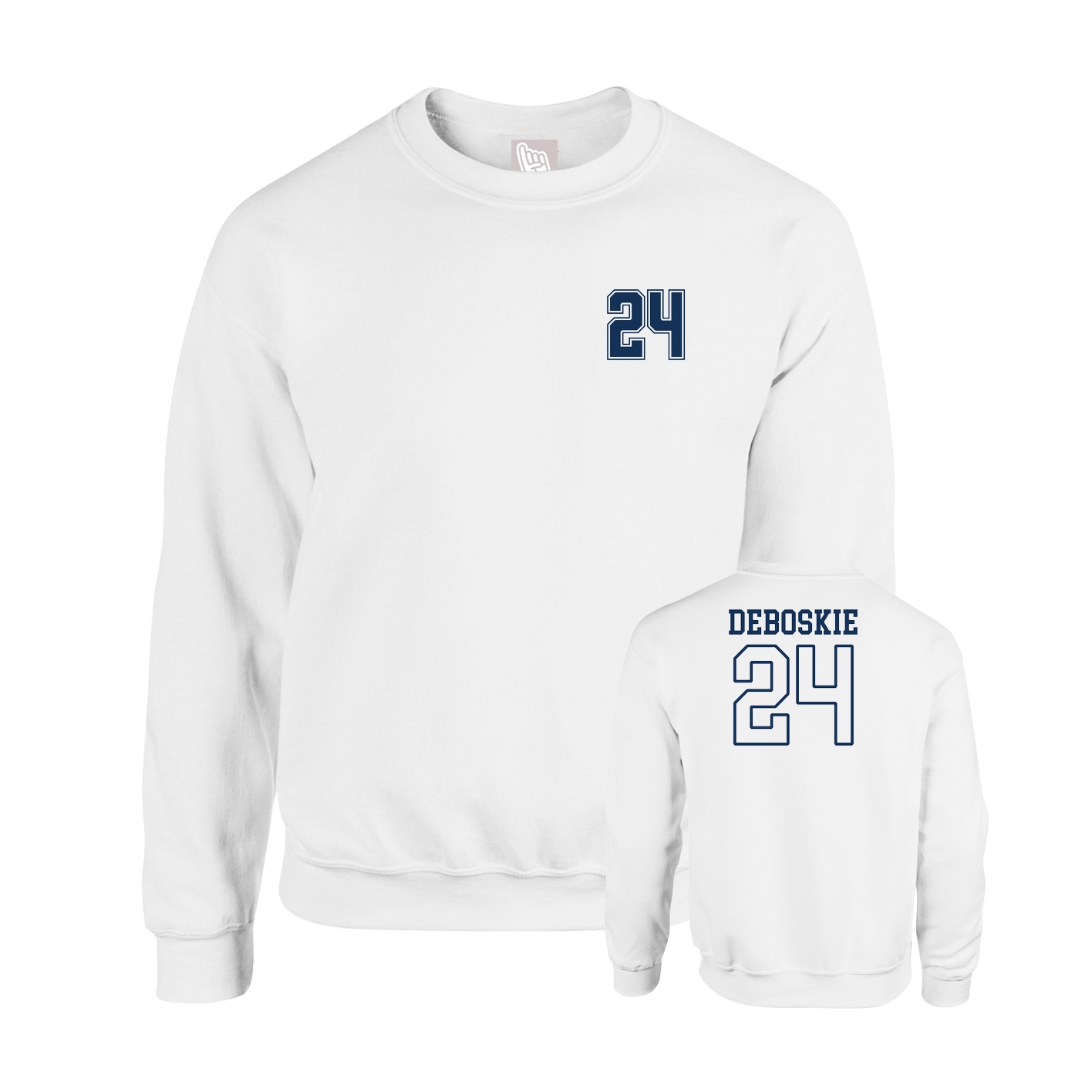 Fleece Crew — Chest Back in White