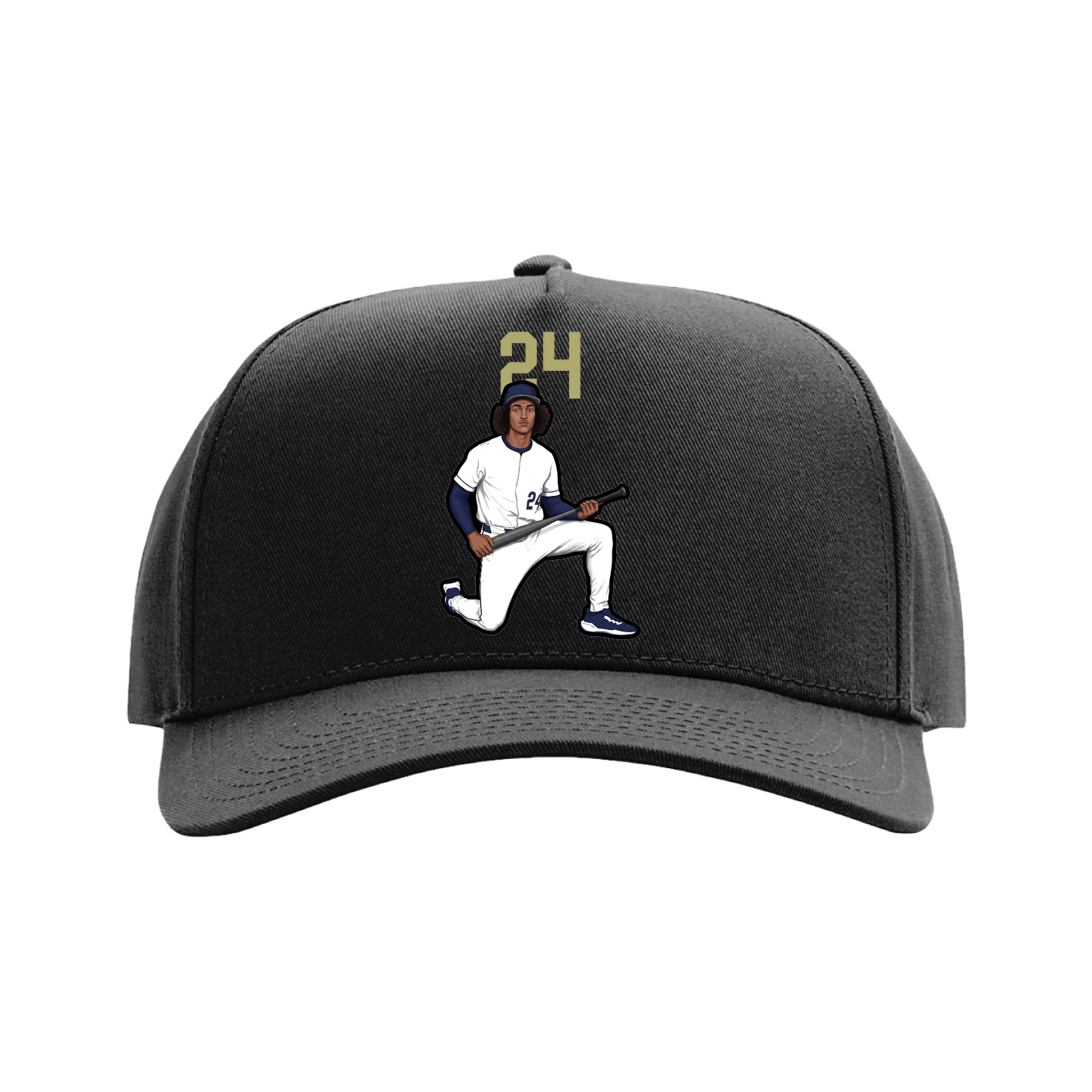 Full Fabric Five-Panel Champ Cap — Number Top in Black