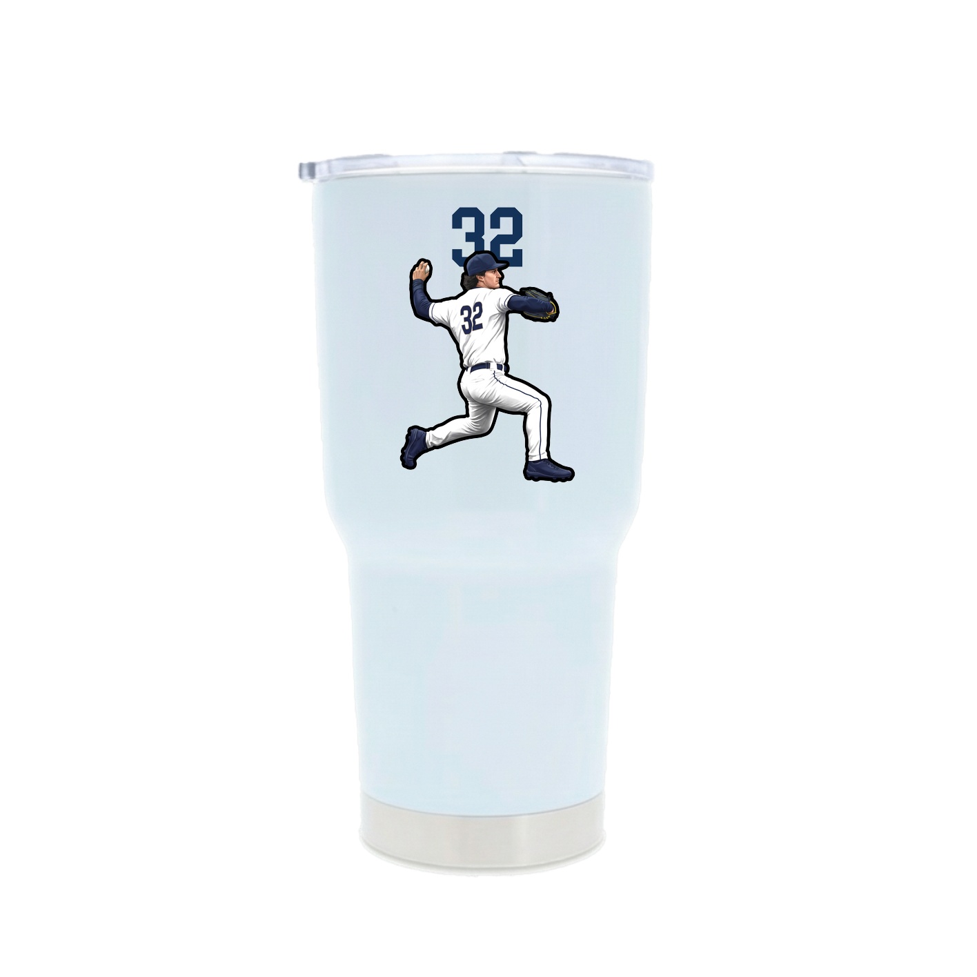 30oz Stainless Steel Tumbler — Number Top in White