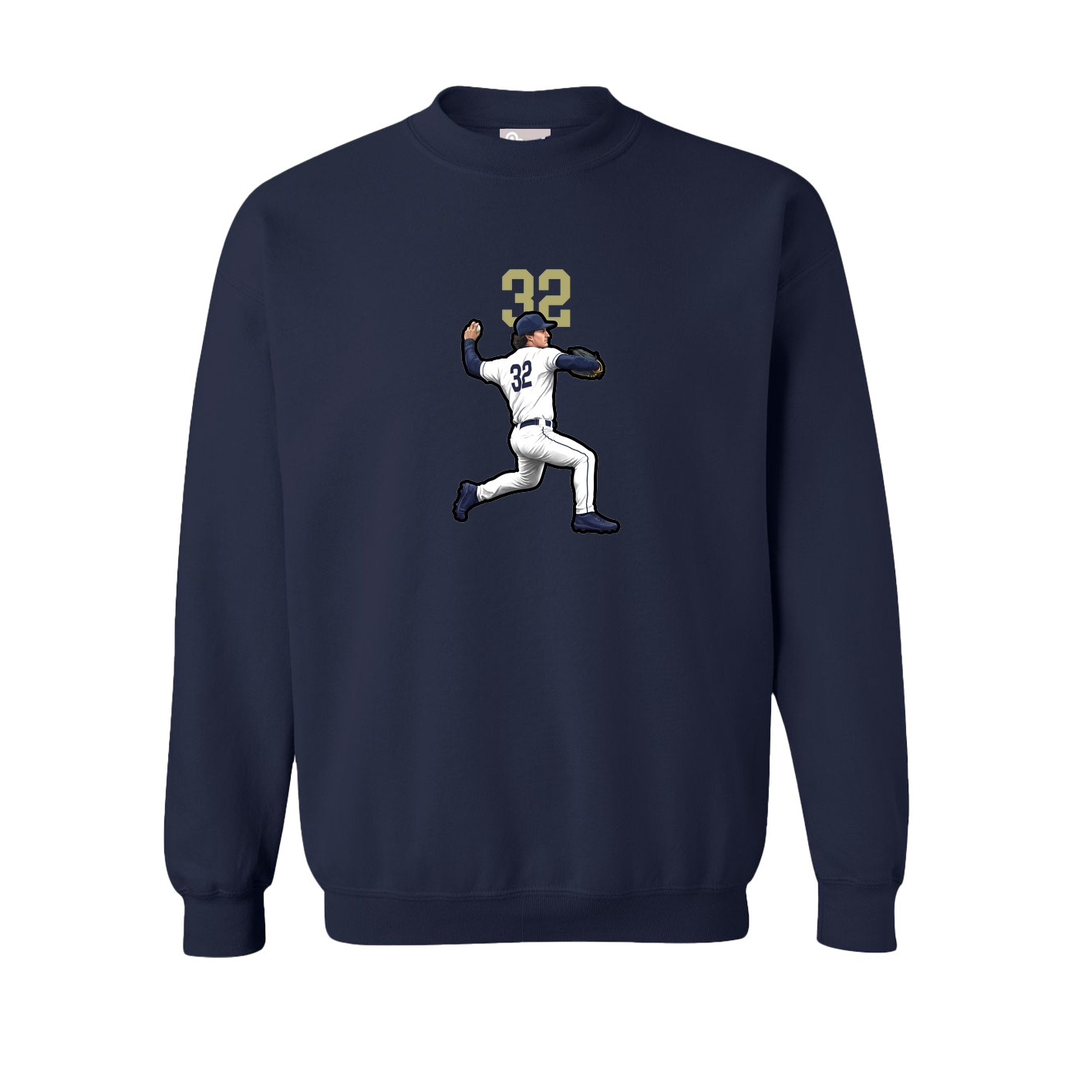 Fleece Crew — Number Top in Navy