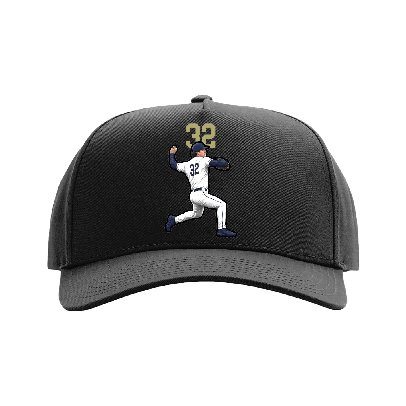 Full Fabric Five-Panel Champ Cap — Number Top in Black