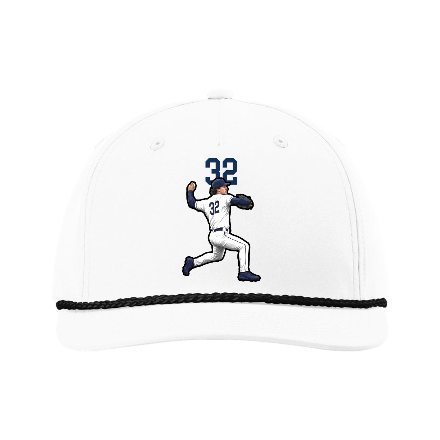 Five-Panel Classic Rope Cap — Number Top in White