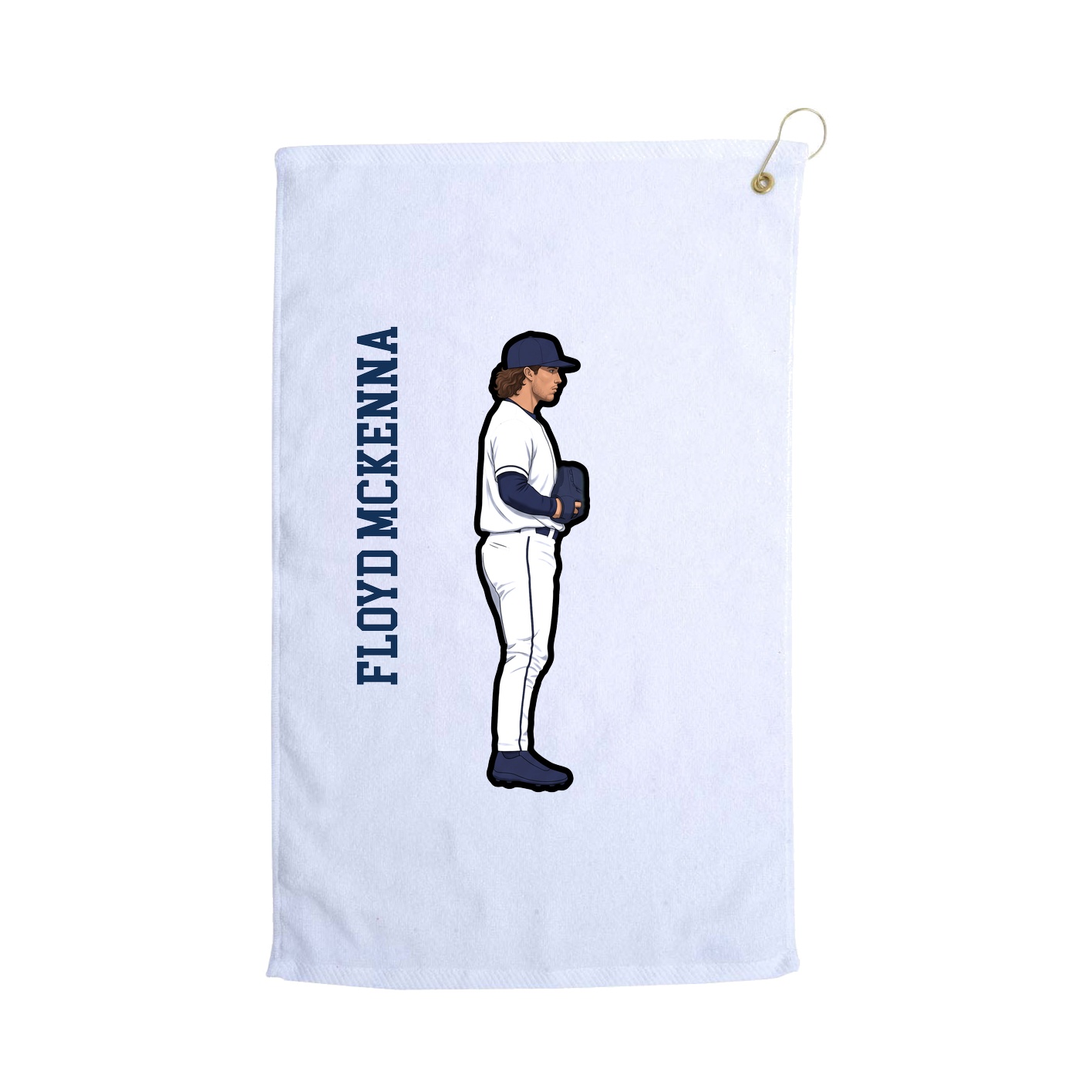 Golf Towel — Name Vertical in White