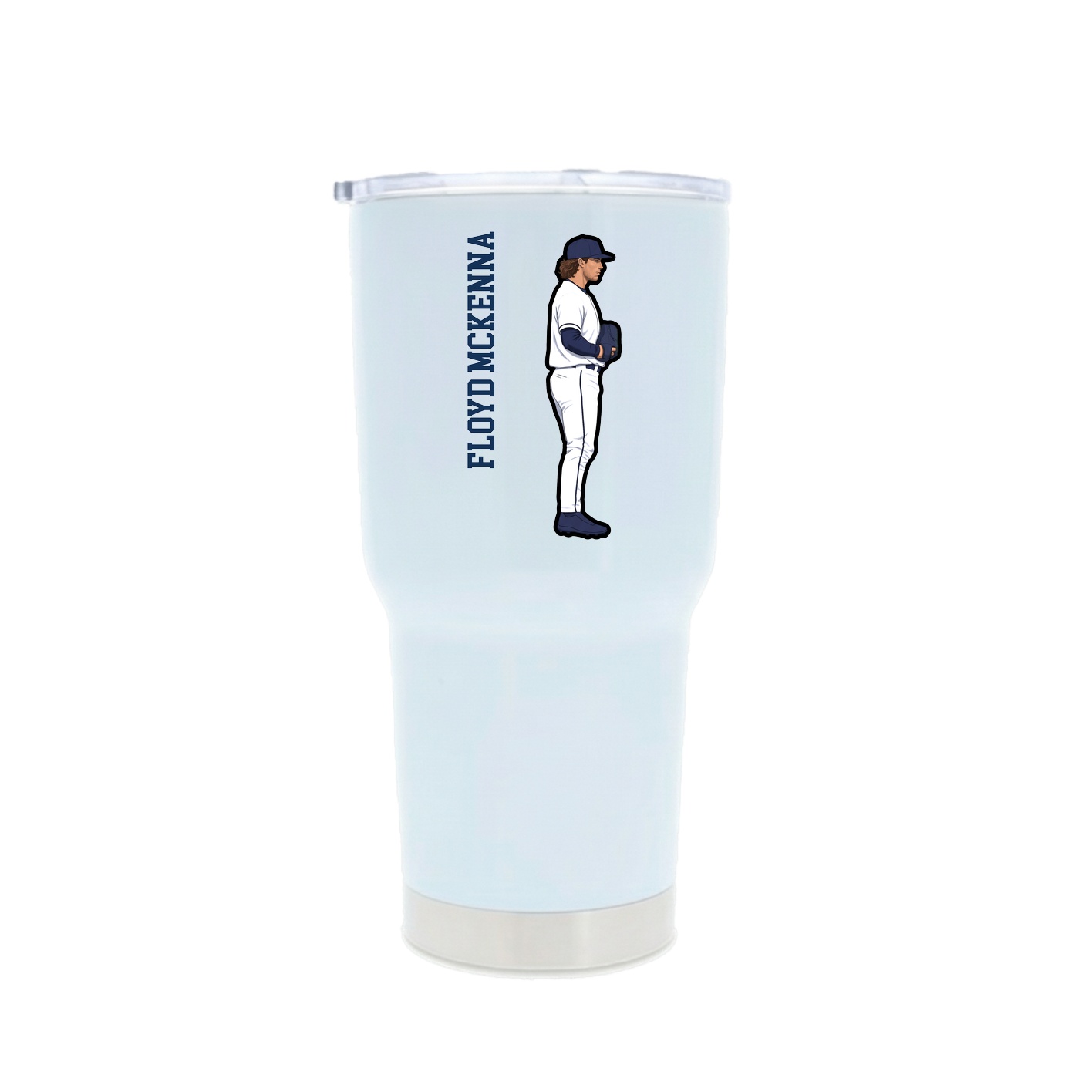 30oz Stainless Steel Tumbler — Name Vertical in White