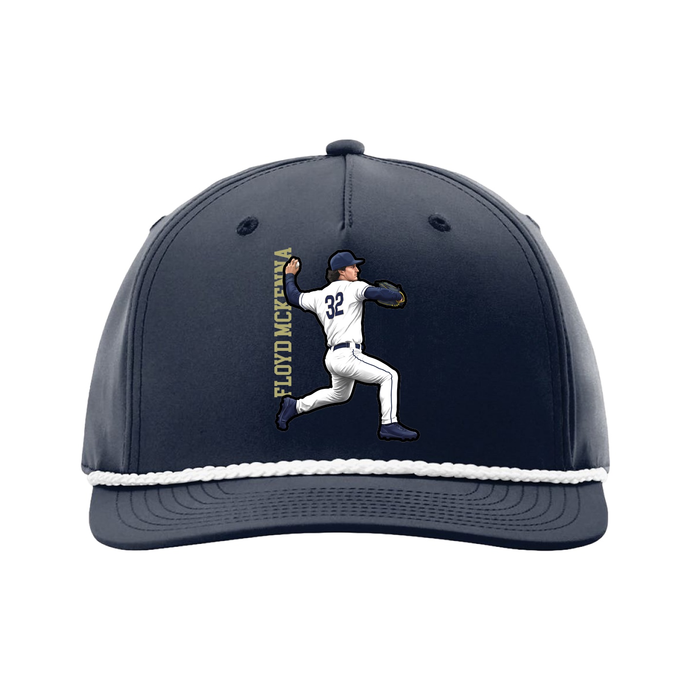 Five-Panel Classic Rope Cap — Name Vertical in Navy