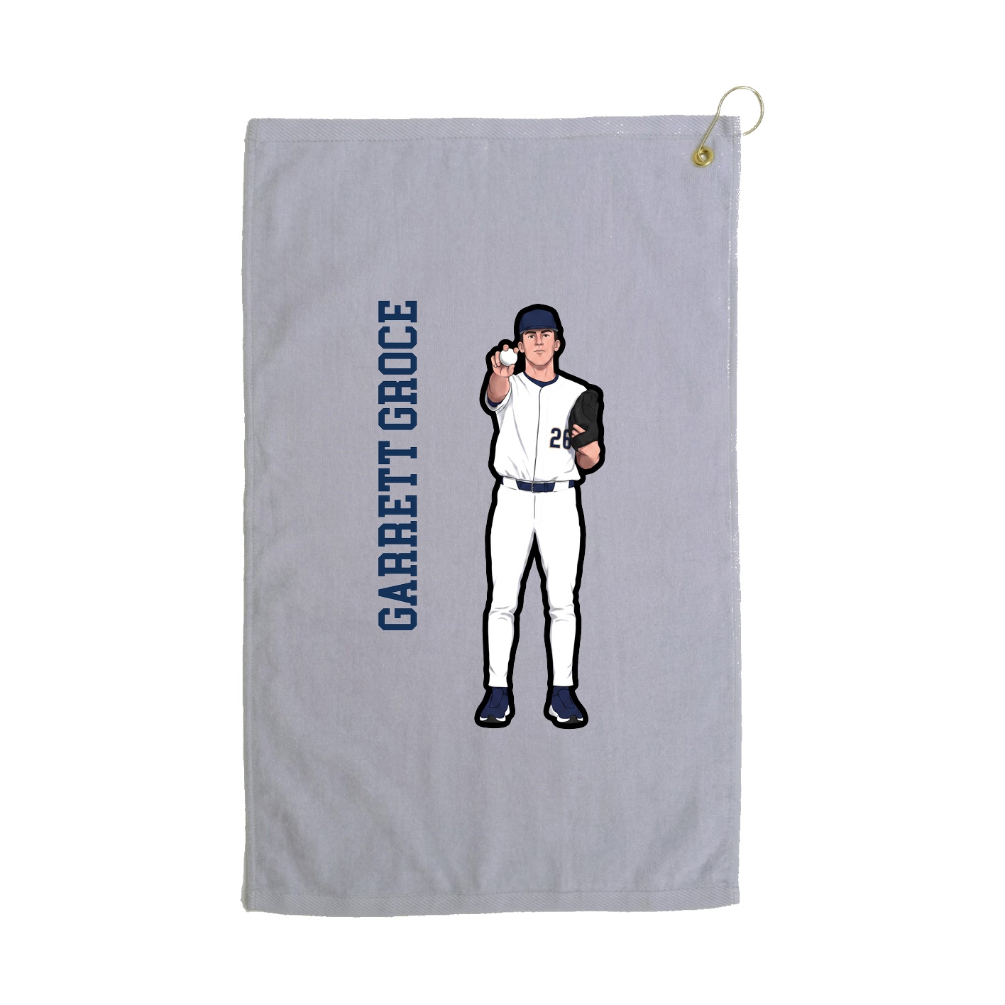 Golf Towel — Name Vertical in Grey