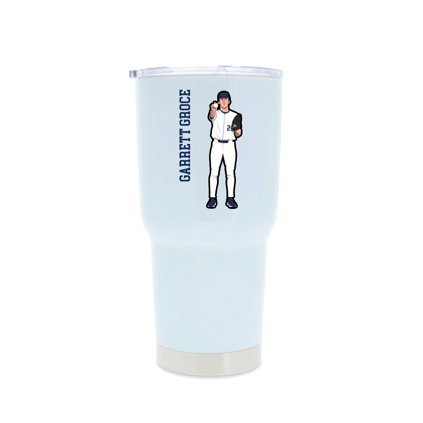 30oz Stainless Steel Tumbler — Name Vertical in White