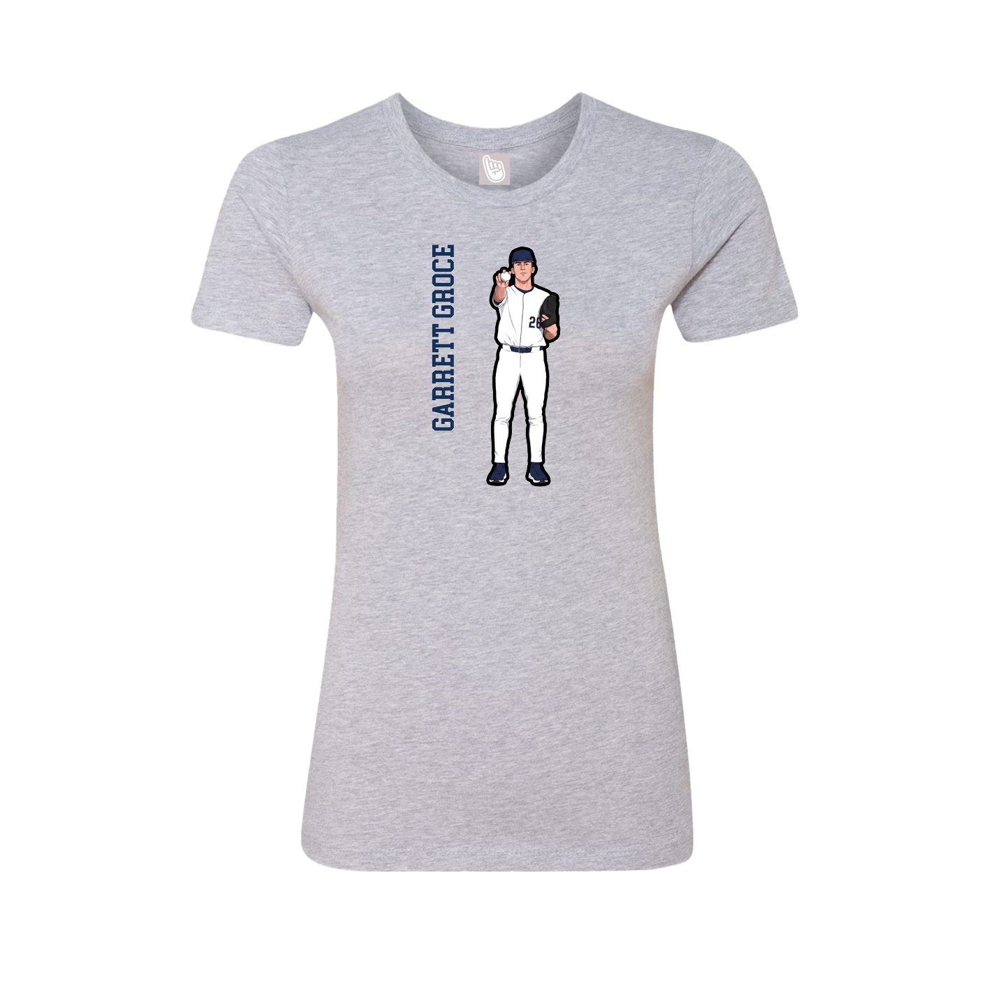 Fitted Women's Tee — Name Vertical in Grey