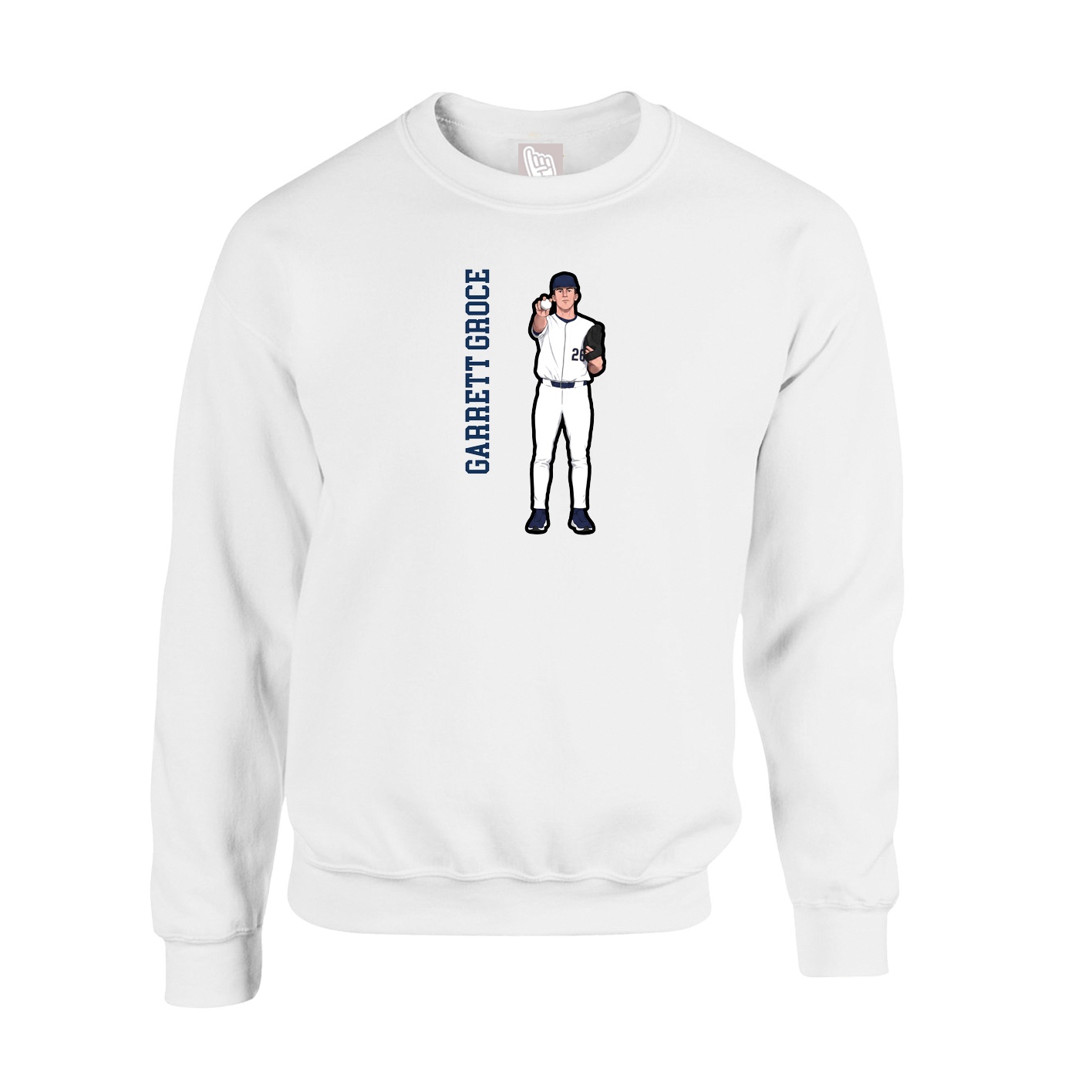 Fleece Crew — Name Vertical in White