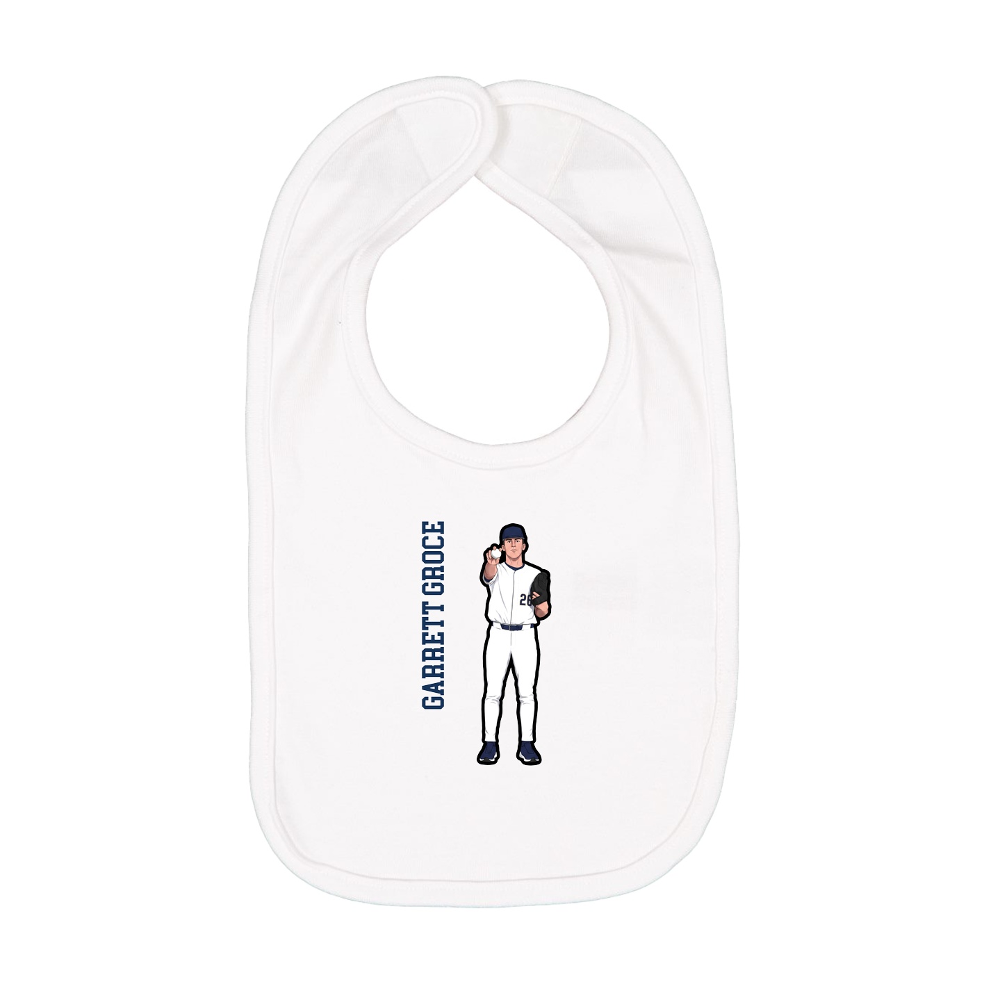 Infant Bib — Name Vertical in White