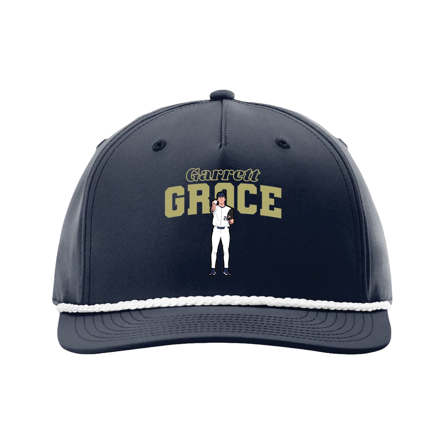 Five-Panel Classic Rope Cap — Name Arch in Navy