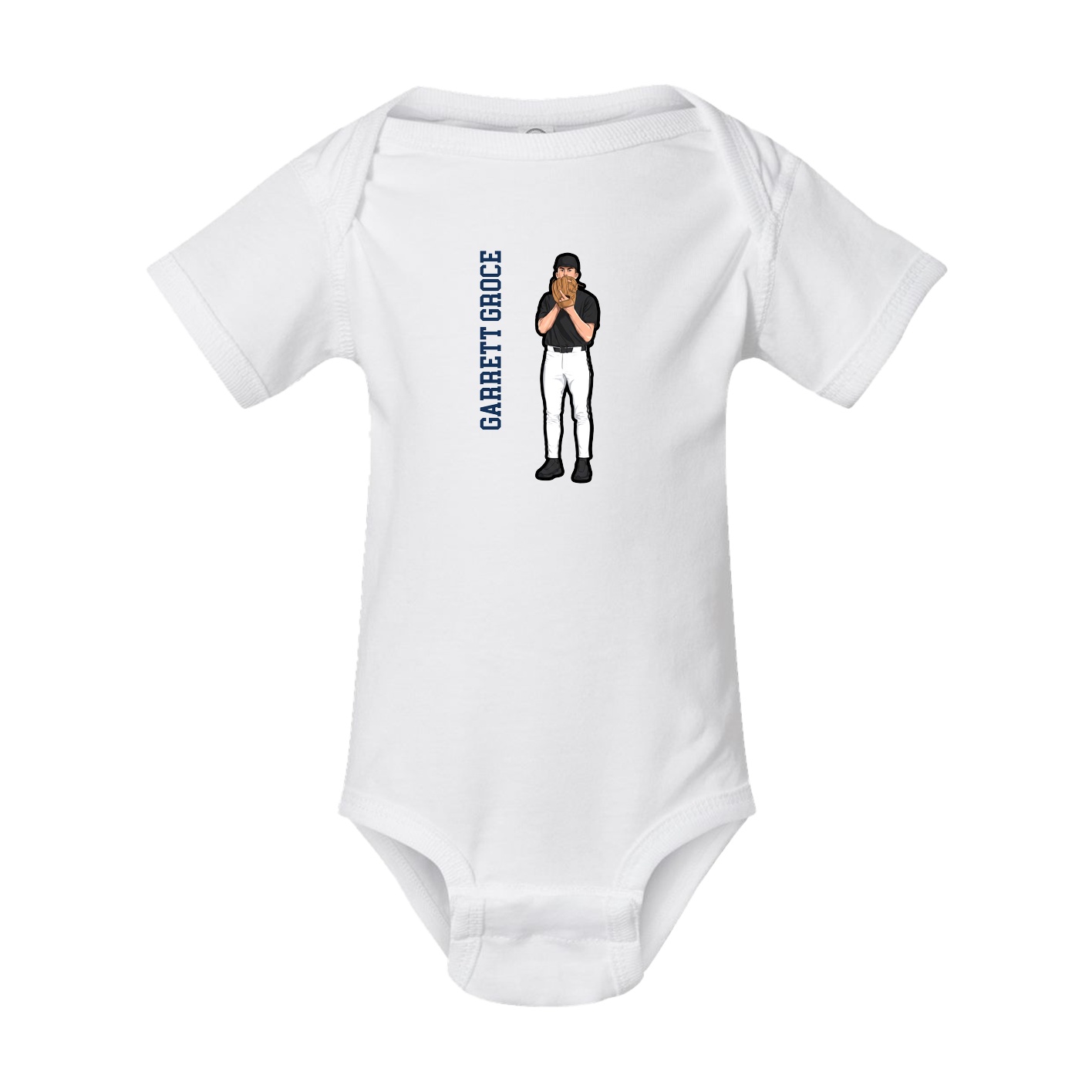 Baby Onesie — Name Vertical in White