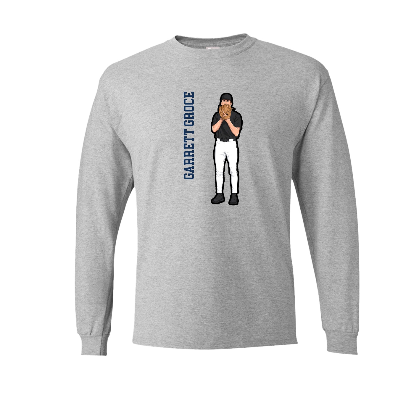 Long Sleeve Tee — Name Vertical in Grey