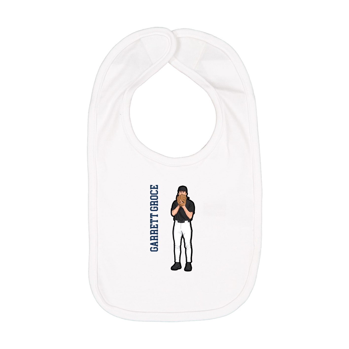 Infant Bib — Name Vertical in White
