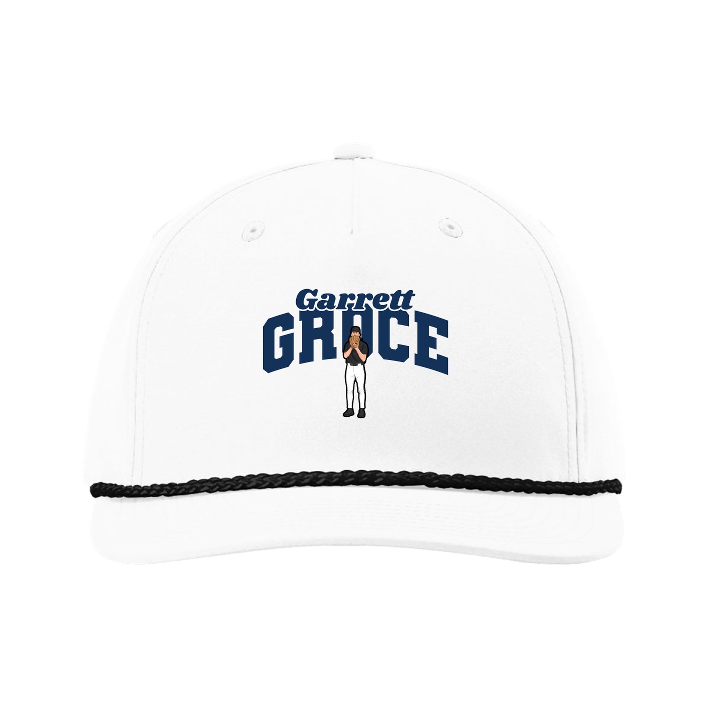 Five-Panel Classic Rope Cap — Signature Arch in White