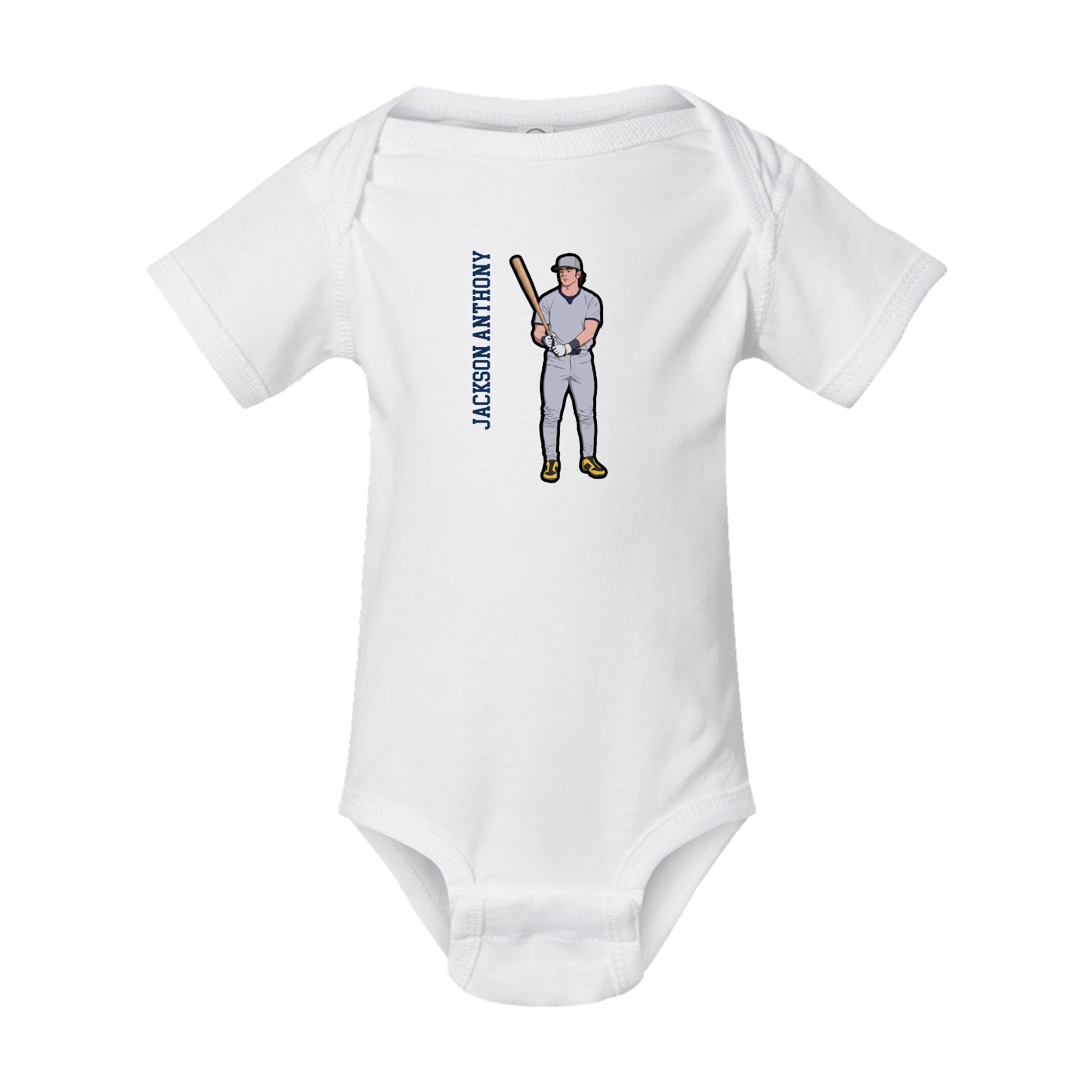 Baby Onesie — Name Vertical in White
