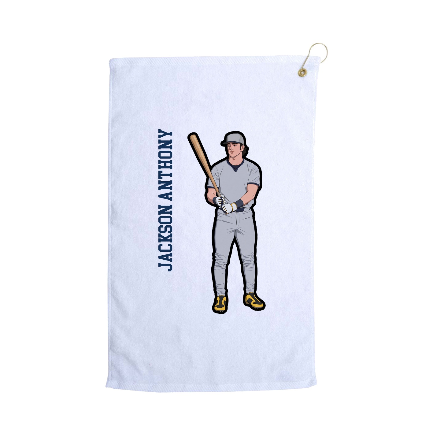 Golf Towel — Name Vertical in White
