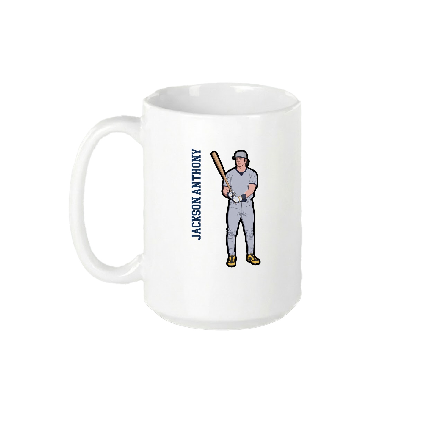 15oz Coffee Mug — Name Vertical in White