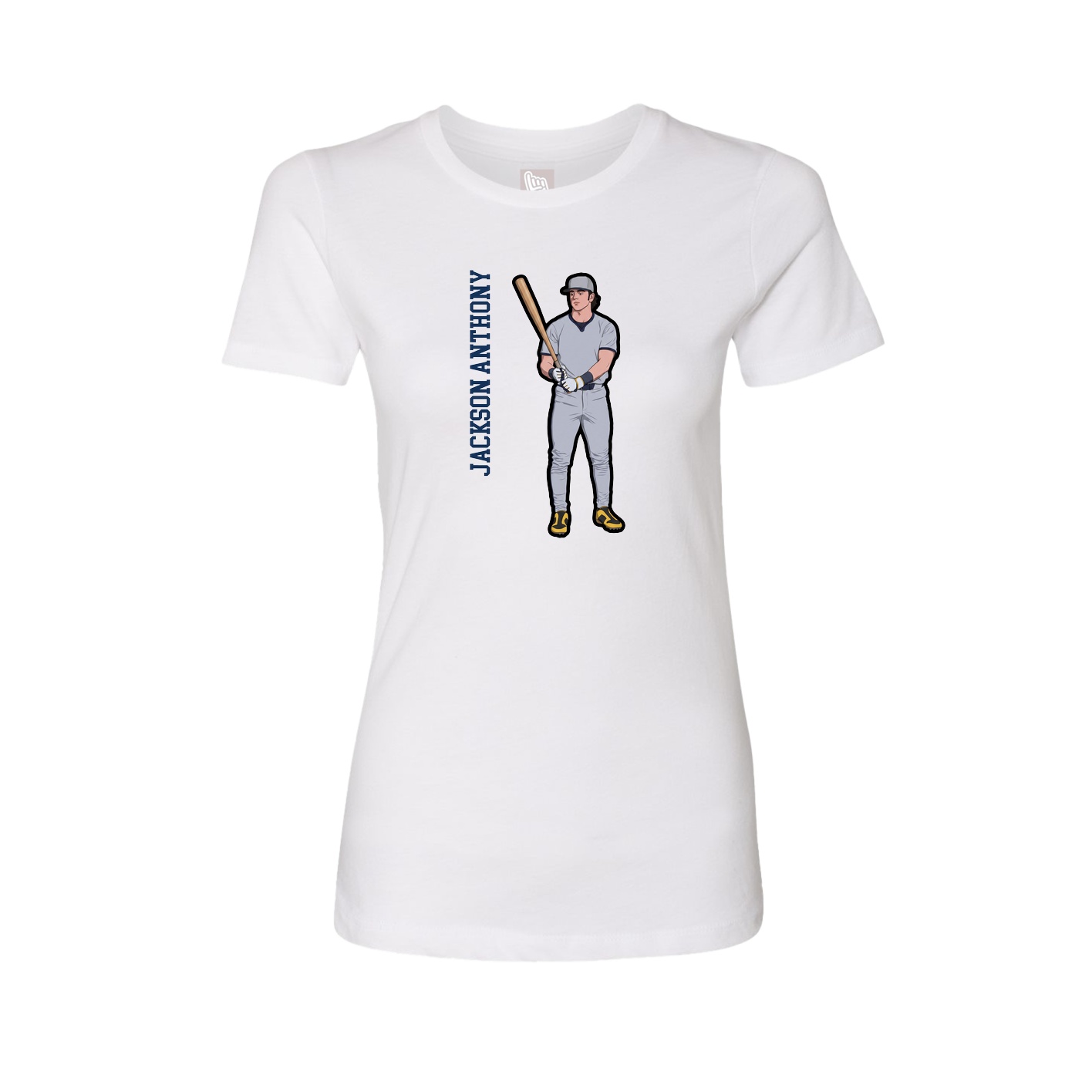 Fitted Women's Tee — Name Vertical in White