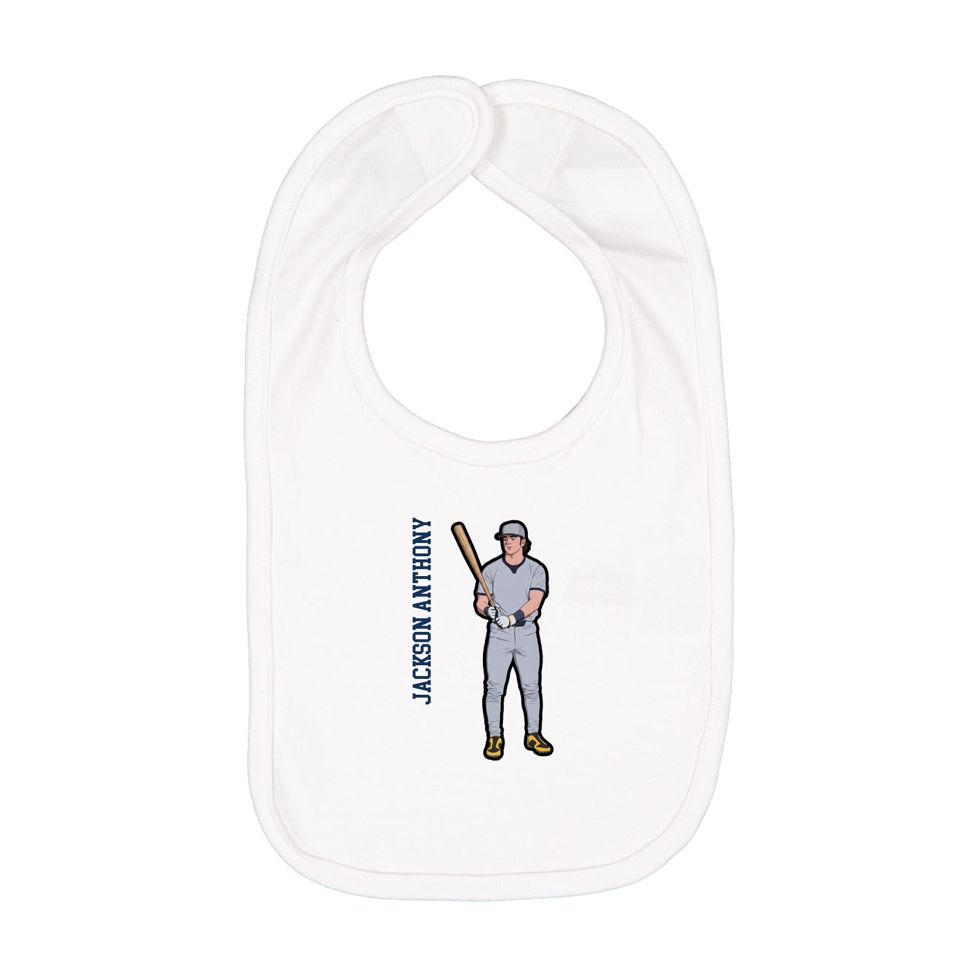 Infant Bib — Name Vertical in White