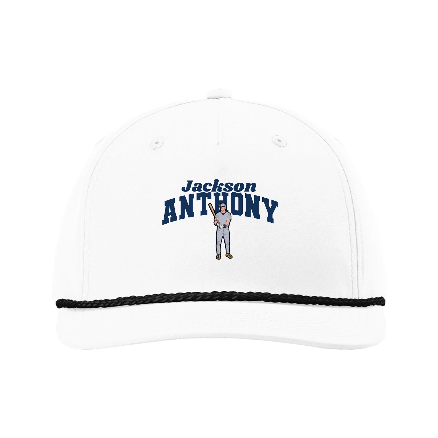 Five-Panel Classic Rope Cap — Signature Arch in White